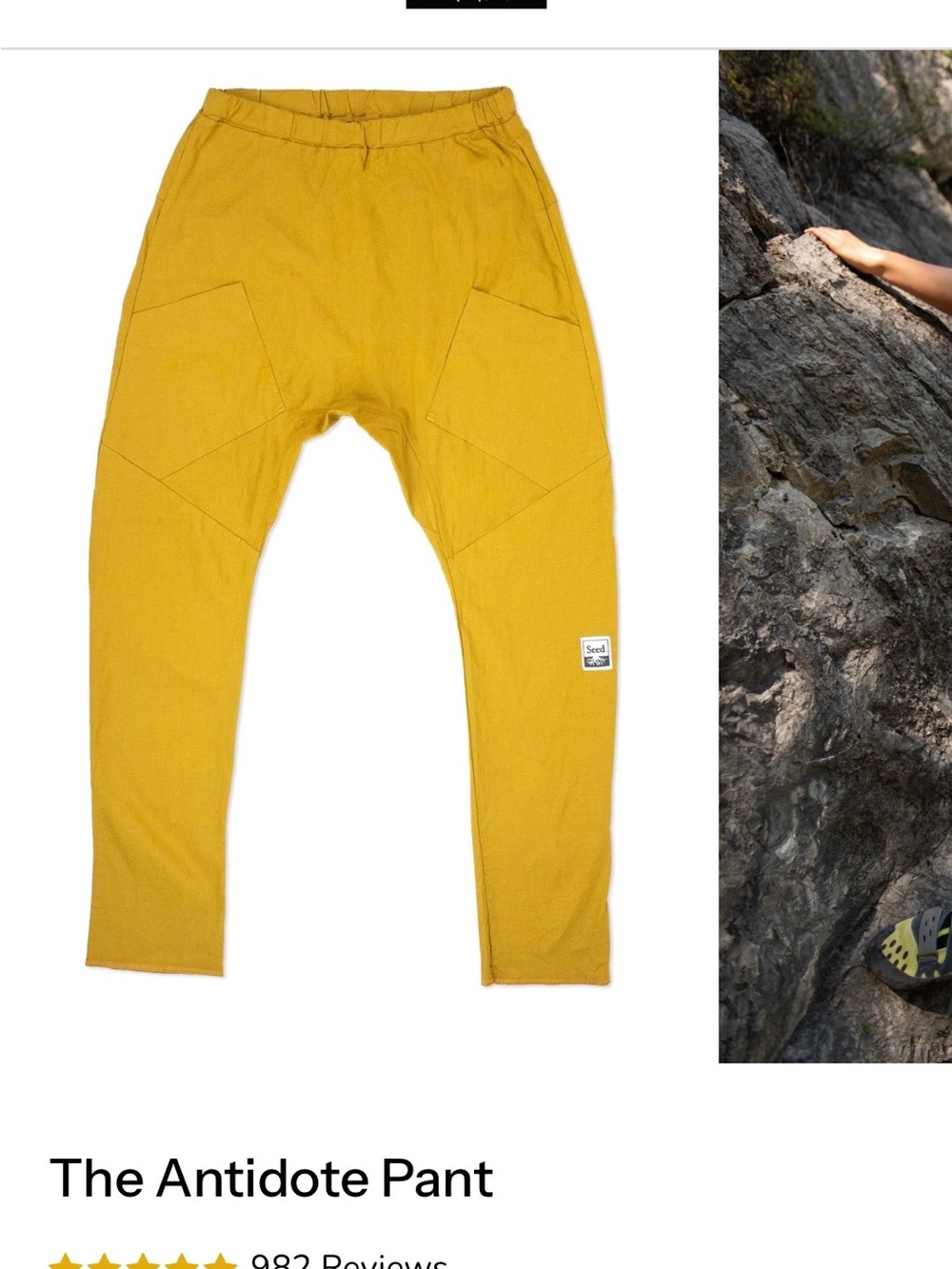 Seed Pants Organic Hemp Joggers - Mustard. Unisex
